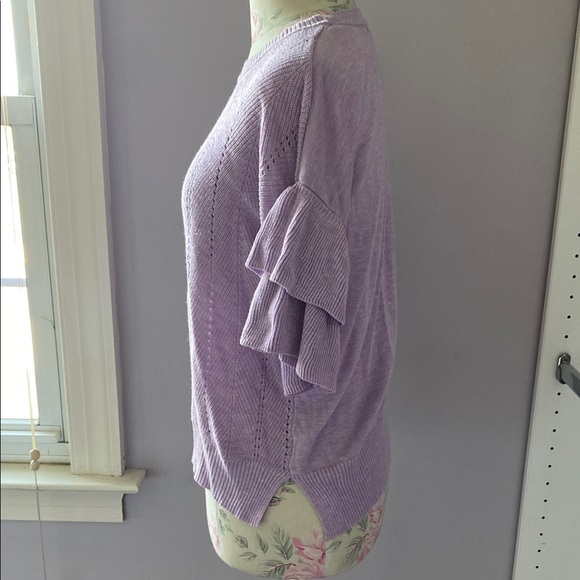 Black Tape Lavender Ruffle Sleeve Sweater - Picture 6 of 8